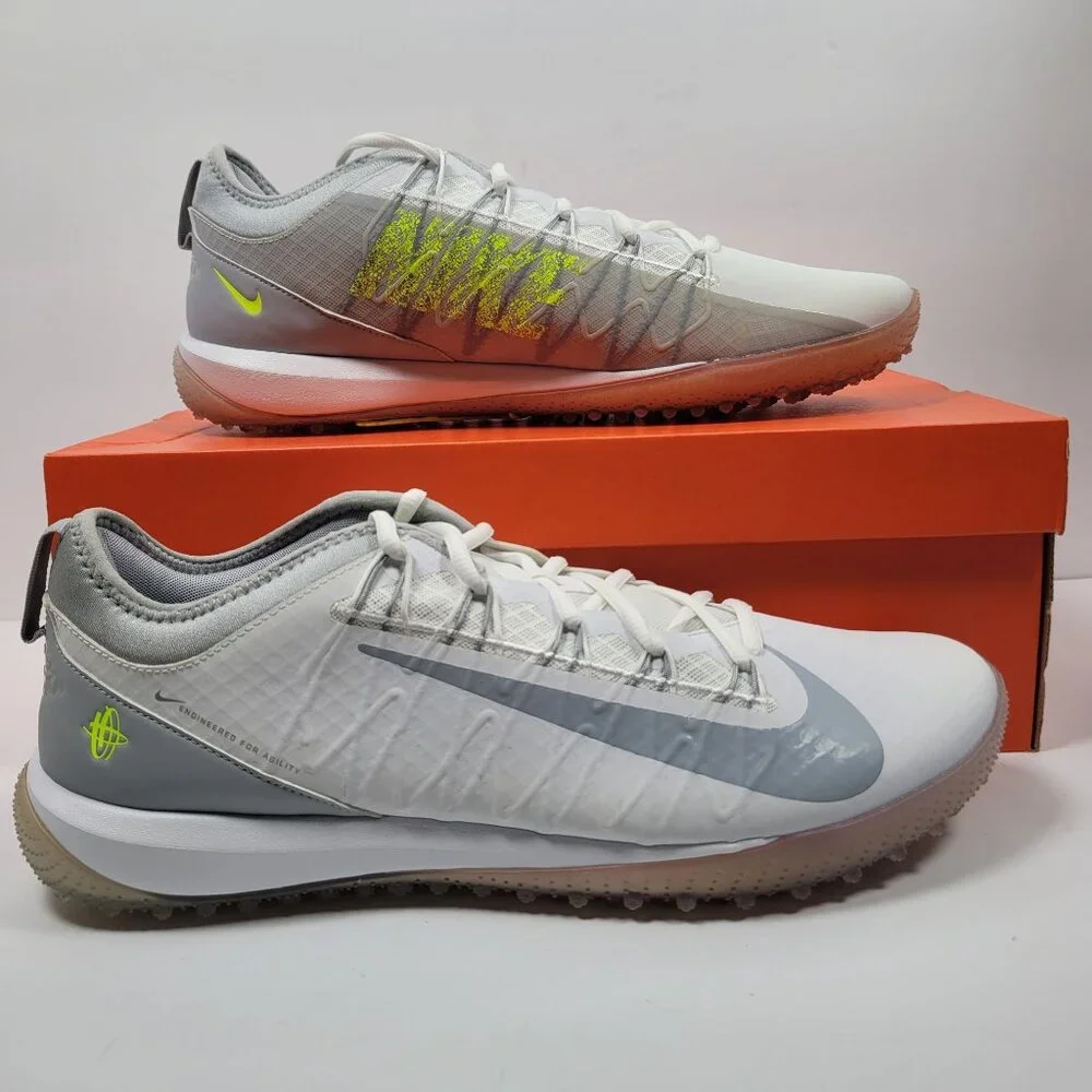Nike Alpha Huarache 7 Pro TF Lax Men's White Gray Shoes CJ0235-101 US Sz 14 NWB - Picture 1 of 10